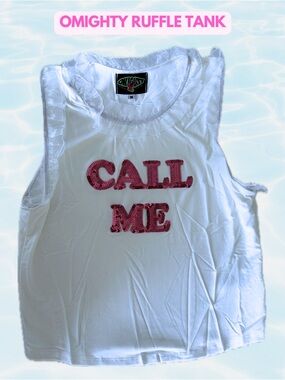 Omighty CALL ME Ruffle Sequin Tank